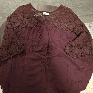 Altar'd State Burgundy Lace Blouse
